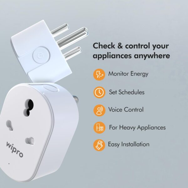 Wipro 16A Wi-Fi Smart Plug with Energy Monitoring - Image 2