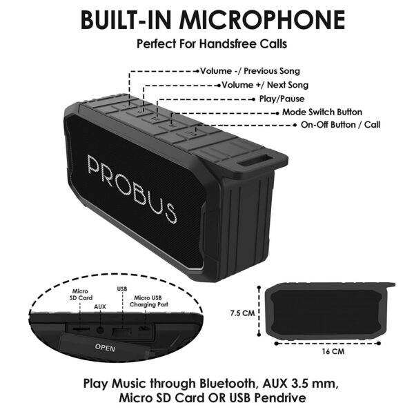 Probus Waterproof Bluettoth Speaker - Image 6