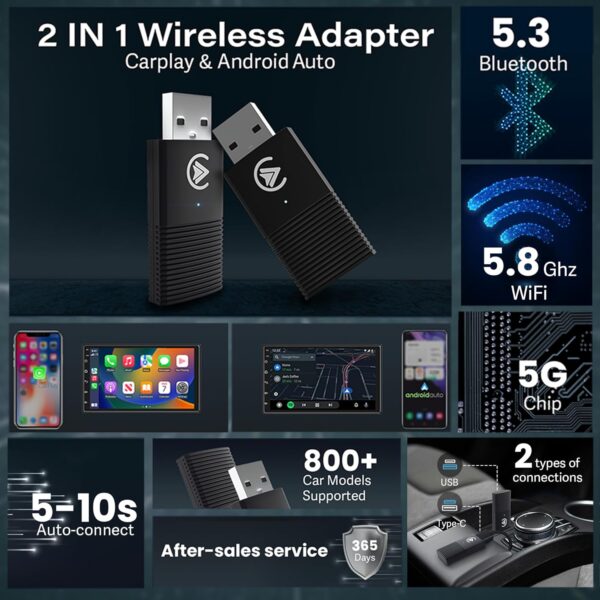 Carlizem Wireless Carplay & Android Auto Adapter - Image 5