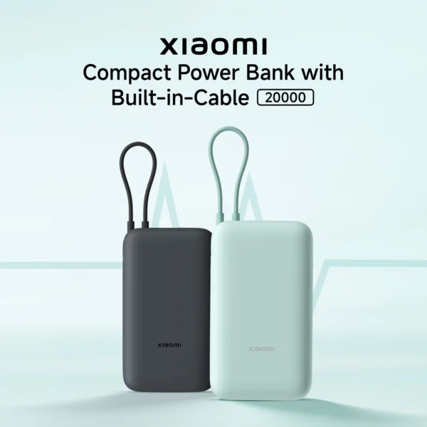 Xiaomi Compact Power Bank with Built-in-Cable Ivy Green 20000mAh - Image 4