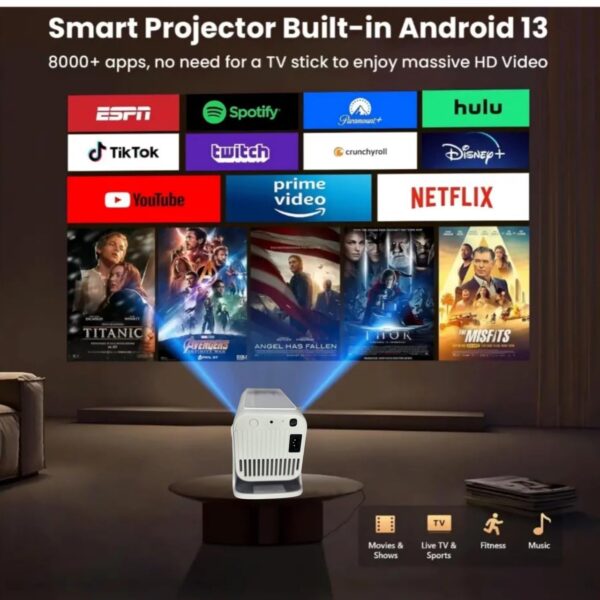 BeamX Thunder Pro Projector (1080p Native, FHD Netflix, Voice Search, Auto Focus) - Image 4