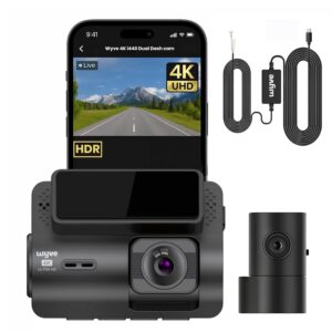 Wyve® i440 4K Dual Dashcam Front 4K + Rear 1080p, Built-in GPS & Free Parking Kit
