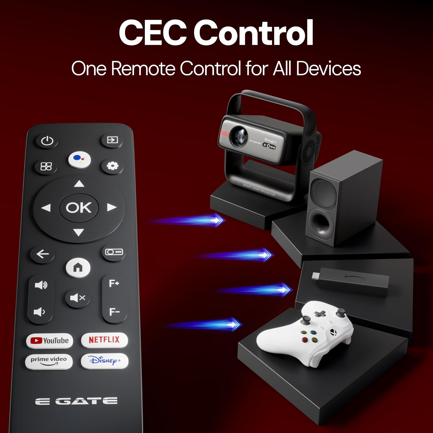 E GATE Zen 9X Google TV Official Native 1080P Projector - Image 11