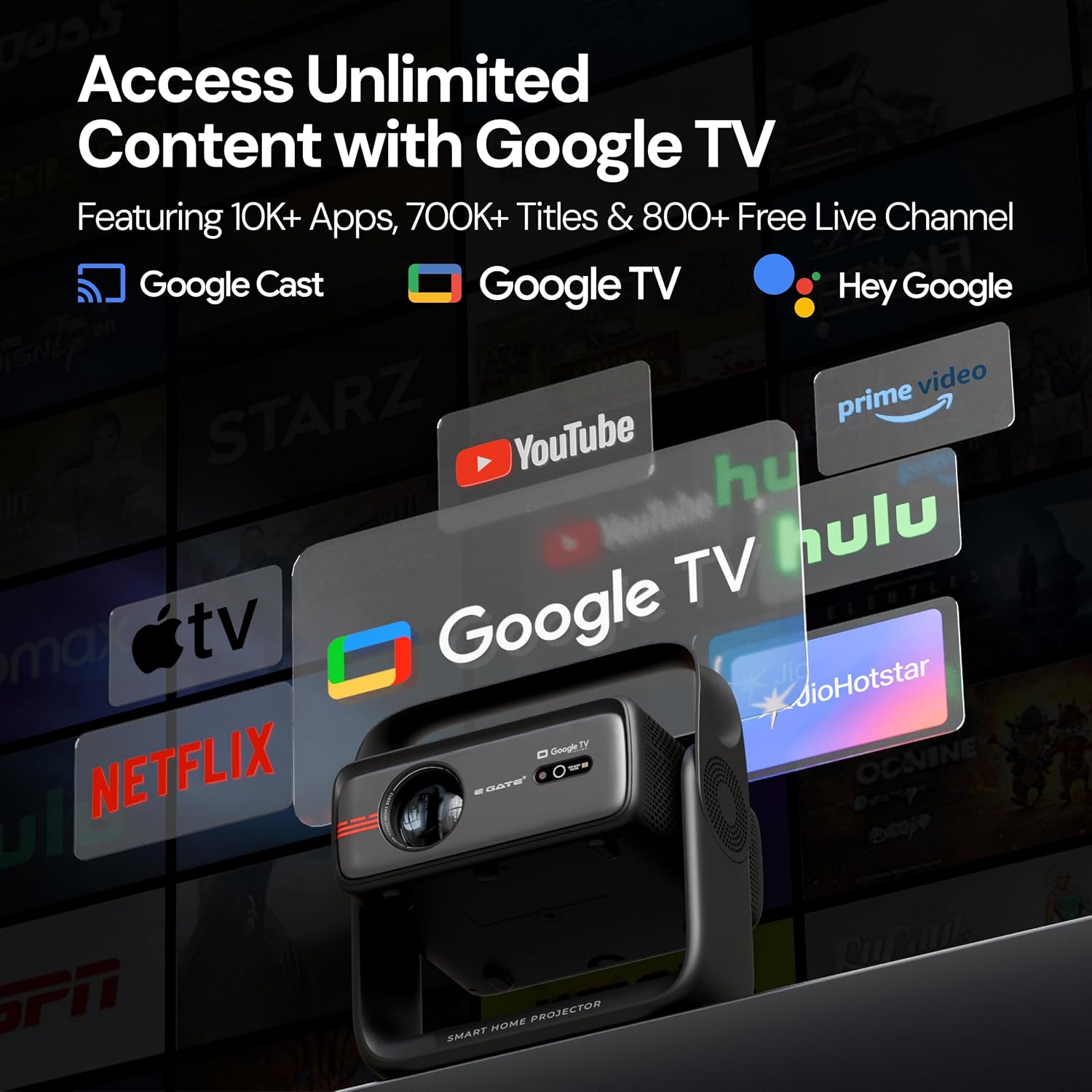 E GATE Zen 9X Google TV Official Native 1080P Projector - Image 10