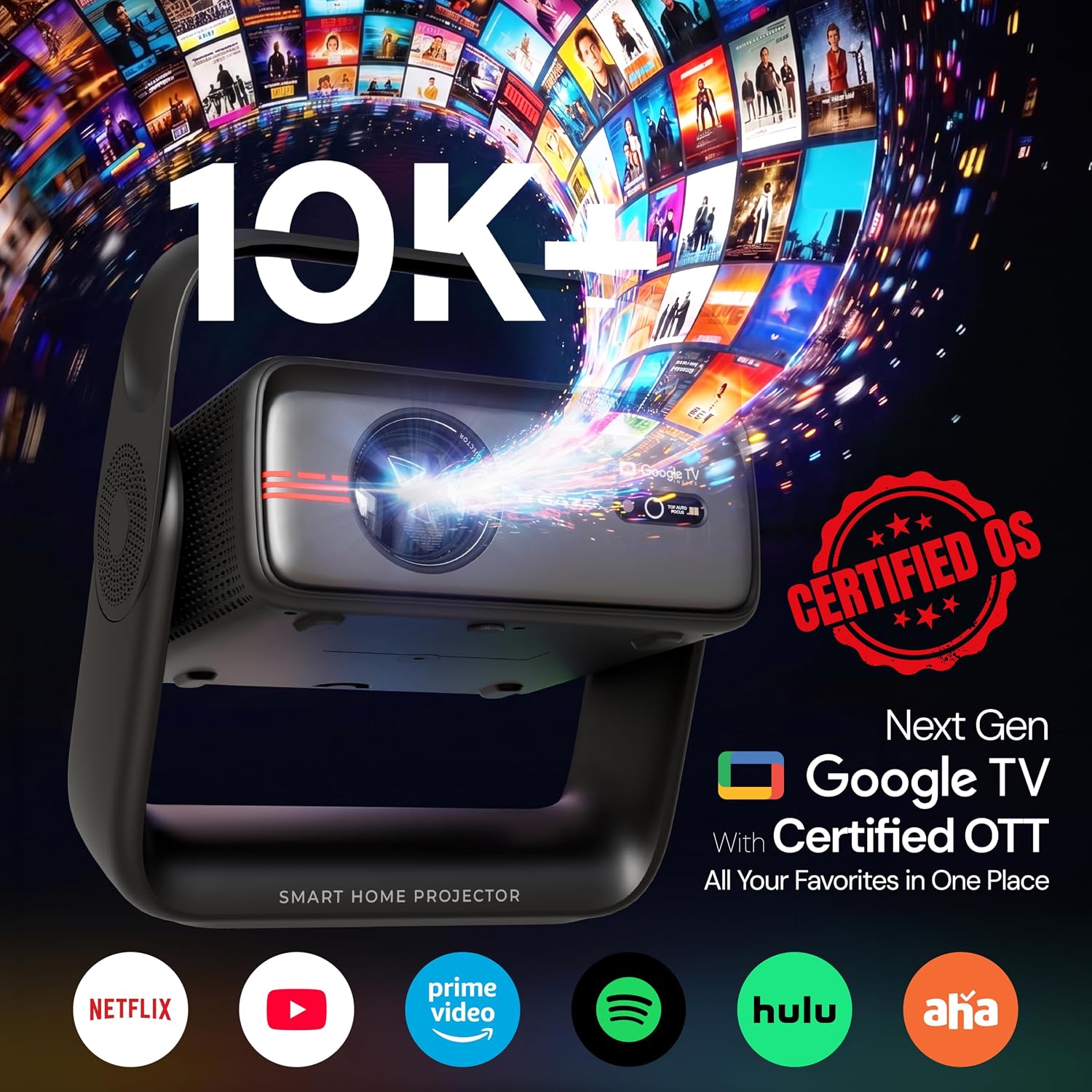 E GATE Zen 9X Google TV Official Native 1080P Projector - Image 6